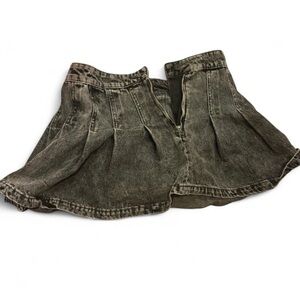 Acid Wash Pleated Denim Skater Skirt